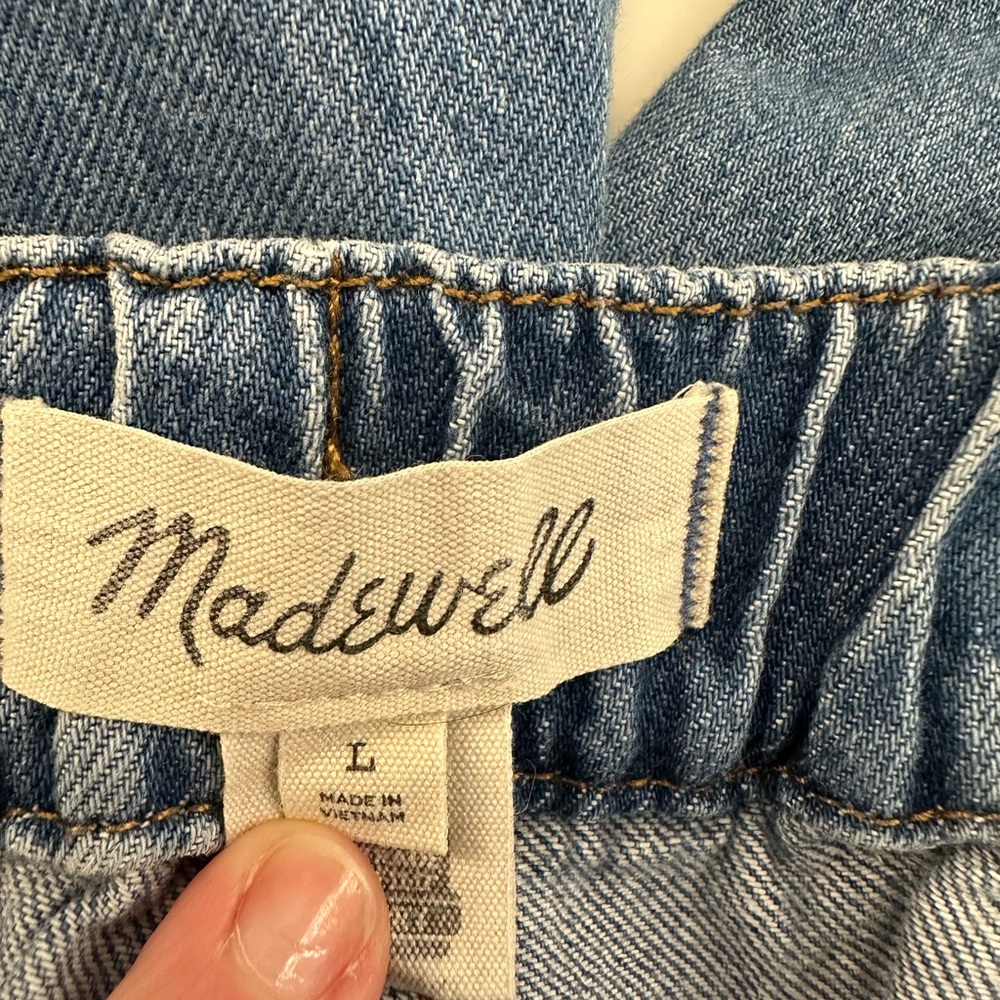 Madewell Flare Wide-Leg Jeans in Denim Blue, Size L, Trendy split hem jeans - Picture 4 of 9